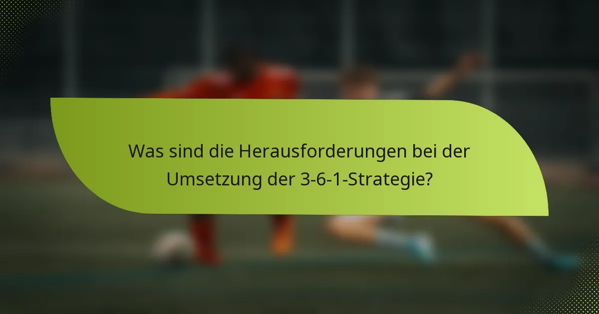 Was sind die Herausforderungen bei der Umsetzung der 3-6-1-Strategie?