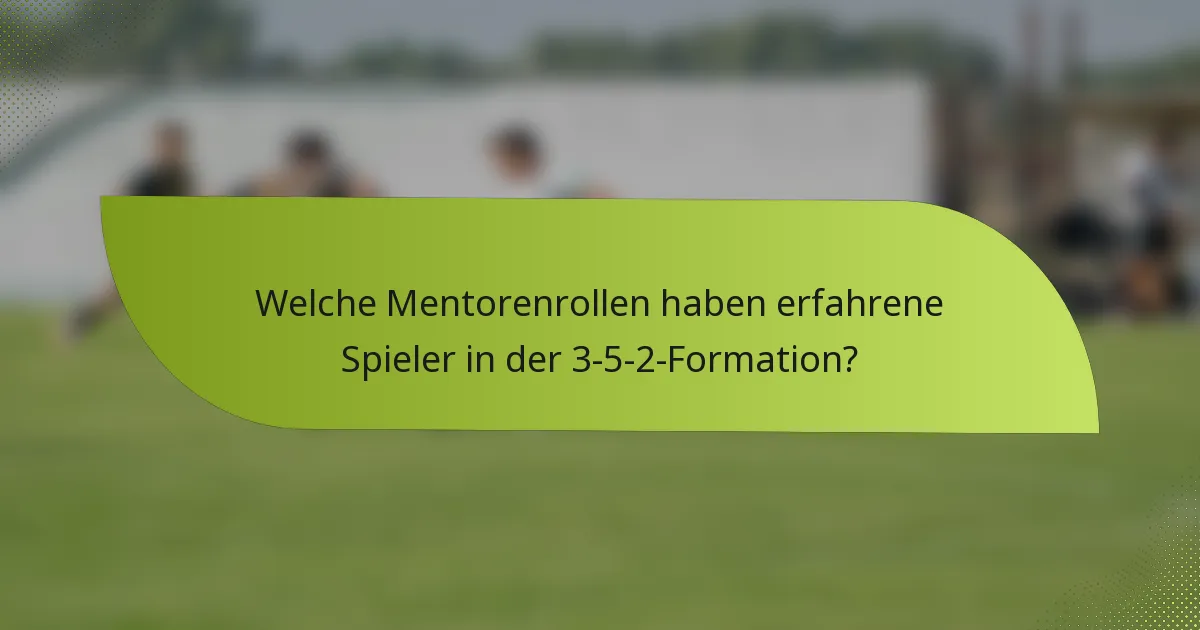 Welche Mentorenrollen haben erfahrene Spieler in der 3-5-2-Formation?