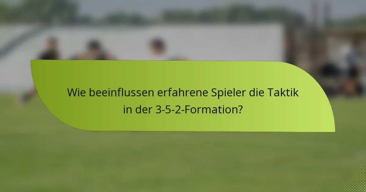 Wie beeinflussen erfahrene Spieler die Taktik in der 3-5-2-Formation?